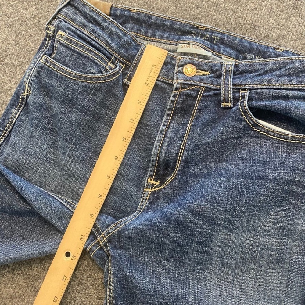 Ariat High Rise Denim Slim Trouser Jeans Womens Size 30x32 Faded Whiskered - Picture 9 of 13